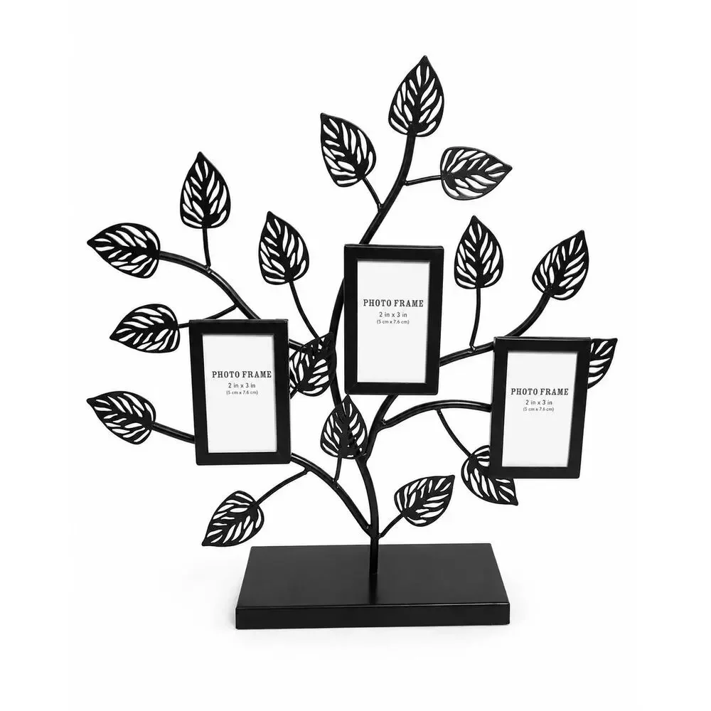 Family Tree Photo Frame Picture Holder Black Metal for 2x3 inch photos 12inch